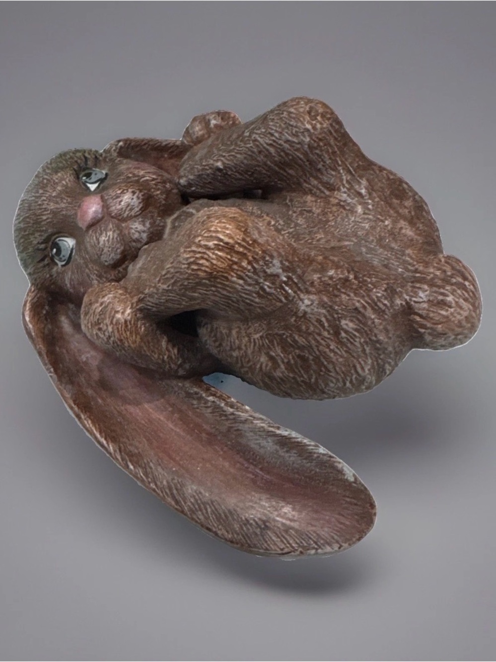 Cute Brown Bunny Figurine - Lifelike Ceramic Rabbit